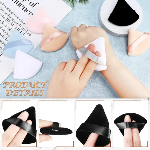 Miniatura 4 de Suclain 48 esponjas triangulares de terciopelo suave para maquillaje de rostro, esponjas triangulares para maquillaje cosmético húmedo y seco
