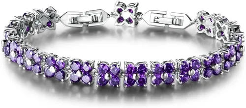 Miniatura 6 de GULICX - Pulsera de tenis con cristales de Swarovski y cristales redondos chapados en oro