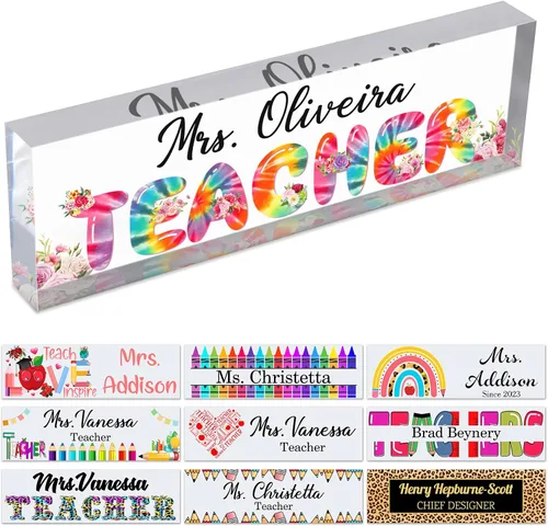 Miniatura 22 de Placa de nombre personalizada para escritorio de profesor para aula, placa de identificación personalizada para escritorios, placa de escritorio