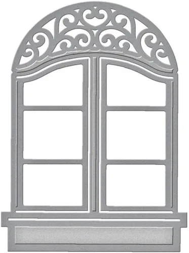 Marco de ventana de corte de metal troquelado castillo plantillas de bricolaje para álbumes de recortes, tarjetas de papel en relieve, álbum