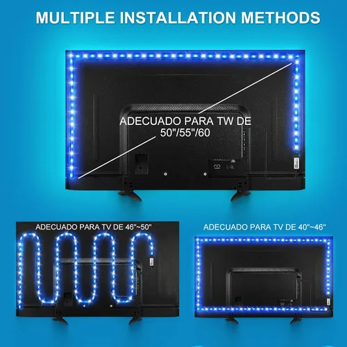 Miniatura 7 de Tira de retroiluminación LED RGB inteligente de 9.84 pies para televisores de 32 a 45 pulgadas, sincronización de música, aplicación Bluetooth
