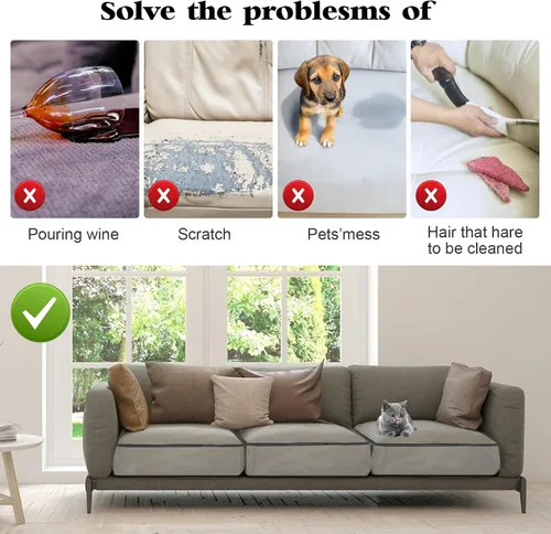 Miniatura 4 de 4 fundas de cojín de plástico para sofá – Funda impermeable de PVC transparente para sofá contra arañazos de gato, perro, 28 x 28 x 9 pulgadas
