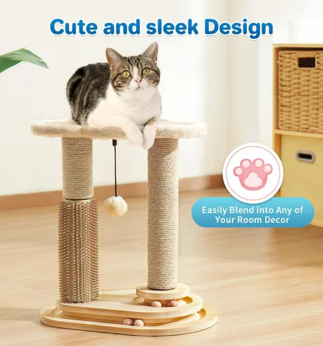 Miniatura 8 de Made4Pets - Poste rascador para gatos, autocuidado para gatos de interior, perca suave para descansar, rascador de sisal natural de 17.5 pulgadas
