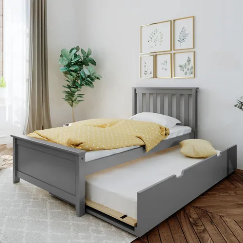Miniatura 12 de Max & Lily Cama individual, base de cama con cabecera para niños con cajón deslizable, rejilla, color nogal