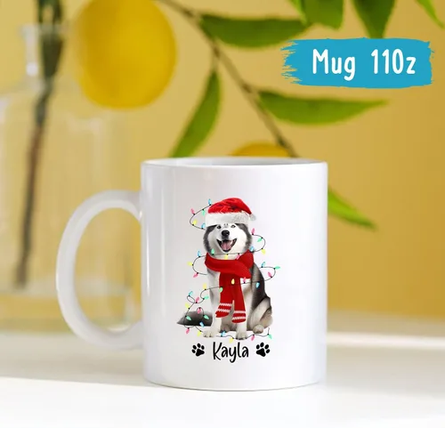 Miniatura 4 de Taza personalizada de Alaskan Malamute – Taza de café personalizada con nombre para los amantes de los perros – Regalo de cerámica de Navidad