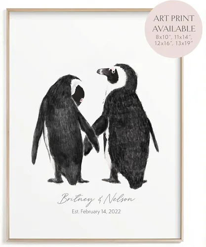 Miniatura 14 de Triple Studio Regalo de boda personalizado, impresión artística de pájaro con nombre y fecha personalizados, celebración de aniversario para novio