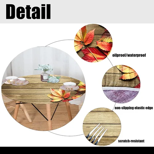 Miniatura 4 de Mantel de poliéster con hojas de arce, mantel ovalado de otoño de 68 x 48 pulgadas, impermeable, resistente al viento y a las arrugas, mantel