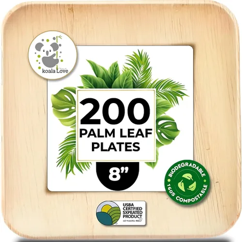 Miniatura 15 de Platos de Hoja de Palma de Bambú Desechables Cuadrados de 7 Pulgadas, Paquete a Granel de 100 para Fiestas, Diseño Elegante y Resistente, Mejores