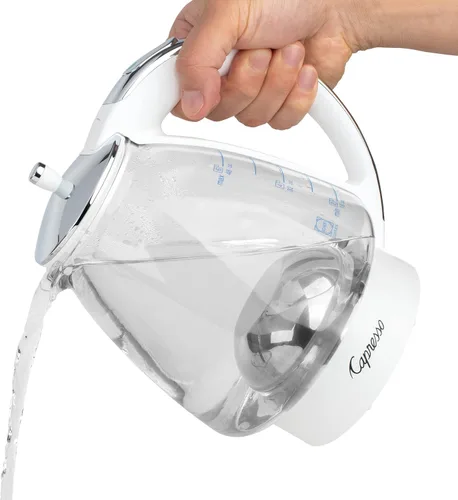 Miniatura 3 de Capresso H2O Tetera de vidrio, 240.02, Blanco y cromo pulido, 48 onzas
