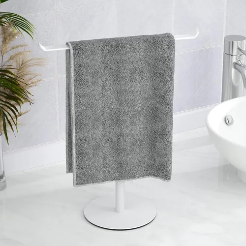 Miniatura 8 de Toallero en forma de T para toallas de mano para baño, con soporte para diademas y toalleros ligeros para baño, soporte negro para cocina