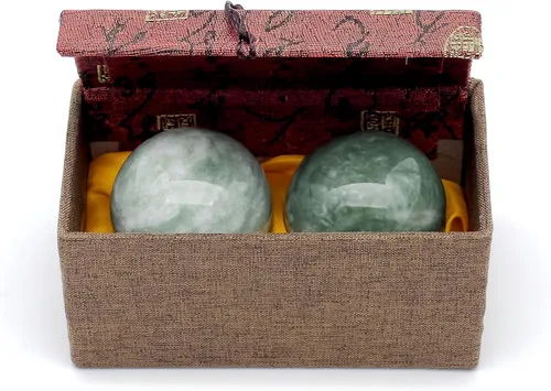 Miniatura 3 de Baoding - Bolas de acero inoxidable y piedra, para adultos, niños, 2.2 pulgadas, 2.2 pulgadas, color verde, juego de 2 unidades, 2 piezas, 1 paquete