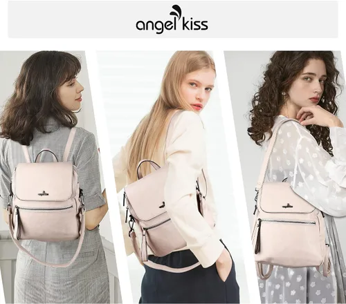 Miniatura 7 de Angel Kiss Backpack Purse for Women Casual Fashion Vegan Leather Shoulder Bag Ladies Zipper Magnetic Flap Backpack