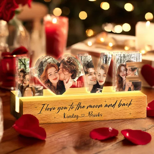 Miniatura 19 de Luz nocturna LED personalizada con collage de fotos, foto personalizada con cualquier cita y nombre, Navidad, amistad, regalos de cumpleaños