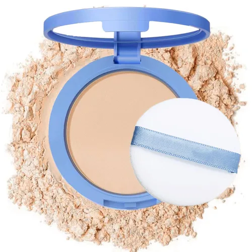 Polvo Compacto Facial Control de Grasa, Maquillaje Polvo Fijador Mate Suave Impecable, Polvo de Acabado Impermeable de Larga Duración, Cosméticos