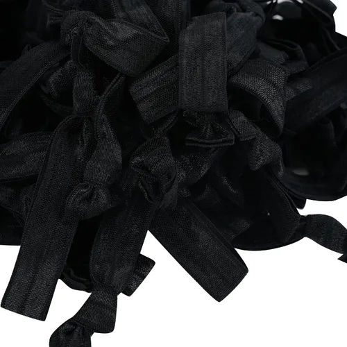 Miniatura 7 de MEEDEE Paquete de 100 lazos para el cabello, color negro, sin pliegues, nudos suaves para mujeres, sin daño, adecuado para colas de caballo, yoga