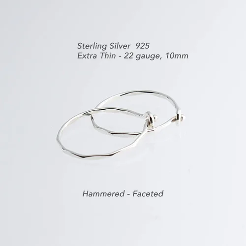 Miniatura 16 de Aretes de plata de ley abiertos para cartílago, tragus, delgados, calibre 22