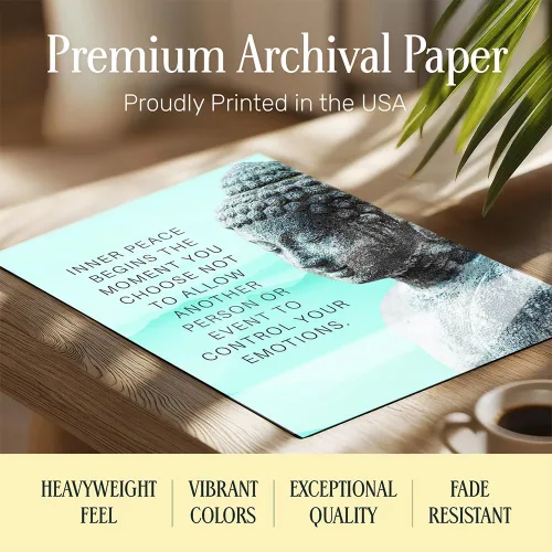 Miniatura 5 de Impresión artística de estatua de Buda del budismo ENMARCADA - Decoración de pared con cita zen inspiradora y motivacional para baño, hogar