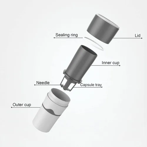 Miniatura 5 de Cafetera portátil, máquina de una sola porción, prevención de fugas laterales de 360 grados, goteo manual para viajes, camping, oficina, uso Gris