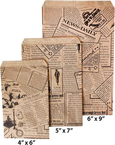 Miniatura 3 de CuteBox Bolsas de regalo de papel kraft de papel plano de papel de estraza (6 x 9 pulgadas), 100 unidades para mercancía, venta al por menor