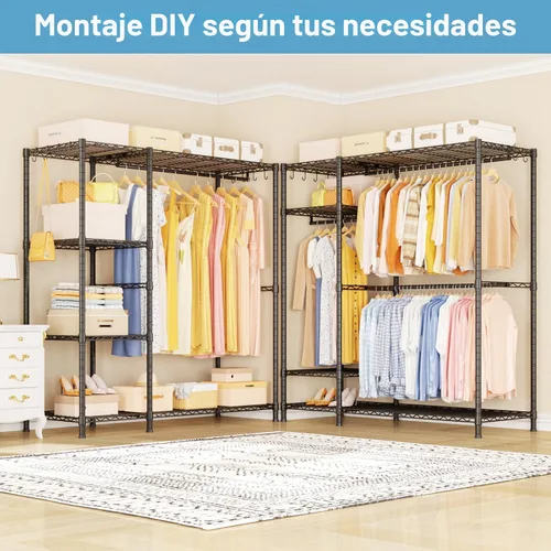 Miniatura 4 de Perchero Ulif F7, perchero de ropa resistente, percheros para colgar ropa, 6 niveles, estante de almacenamiento portátil independiente para armario