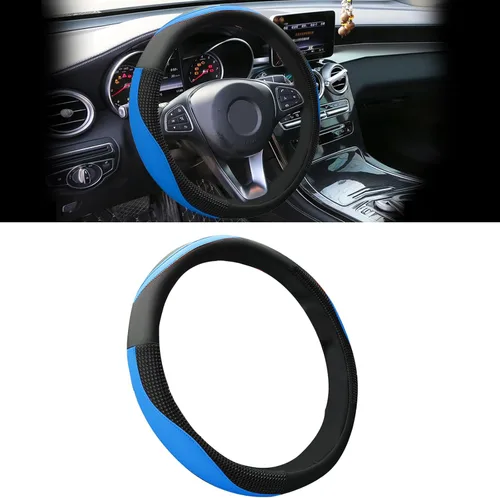 Miniatura 13 de Funda para volante de automóvil con círculo interior, protector de cuero mejorado de 15 pulgadas para hombres y mujeres, accesorios interiores