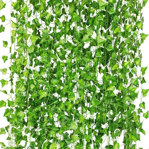 CQURE Paquete de 12 Guirnaldas de Hiedra Artificial de 84 Pies, Enredaderas Falsas Resistentes a los Rayos UV, Hojas de Vegetación, Plantas Falsas