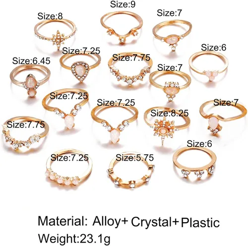 Miniatura 3 de Juego de anillos geométricos personalizados de cadera para niñas de 10 a 12 años