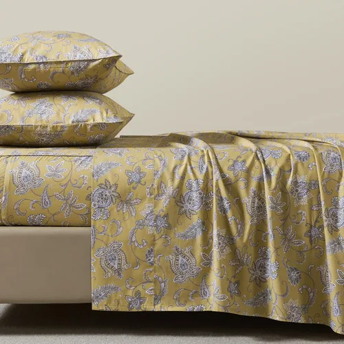Miniatura 96 de FADFAY Juego de sábanas tamaño King, 100% algodón, elegante ropa de cama de granja con hojas verdes menta y flores blancas, sábana suave