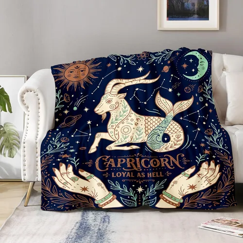 Miniatura 3 de Aimego Zodiac Capricorn Blanket 50"x60" – Lightweight Soft Celestial Astrology Throw Blanket for Couch Bed Sofa – Boho Constellation Home Decor