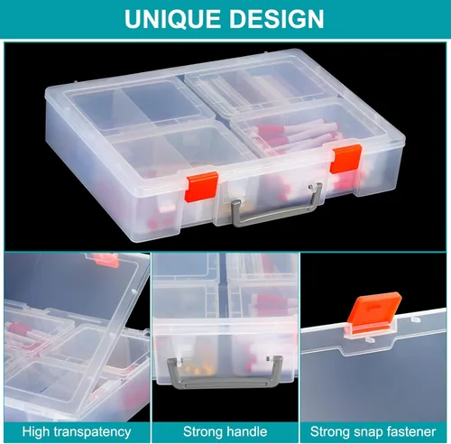 Miniatura 3 de PATIKIL Caja de almacenamiento de tarjetas de béisbol, 1 juego de organizador transparente para tarjetas deportivas, contenedor de plástico