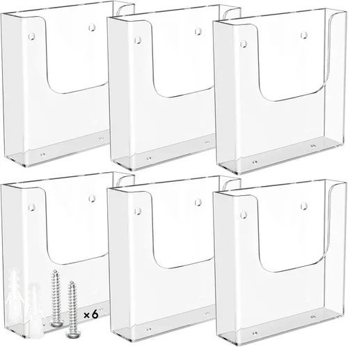 Miniatura 9 de MaxGear Soporte para folletos de acrílico de 4 x 9 pulgadas, soporte para folletos y folletos, organizador de plástico transparente para folletos