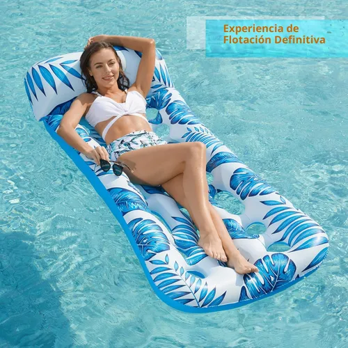 Miniatura 7 de Jasonwell Flotador inflable para piscina, paquete de 2 balsas flotantes para adultos, tumbona flotante, flotadores de bronceado solar, flotadores