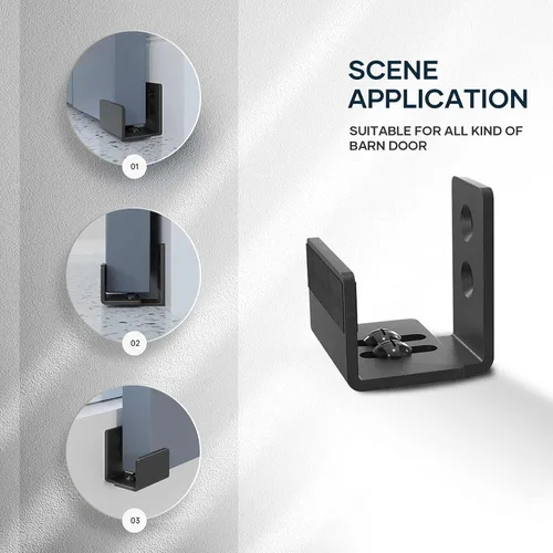 Miniatura 3 de EaseLife Guía de piso inferior para puerta corrediza de granero, forma de U, distancia de ajuste flexible y ajustable, diseño inferior plano al ras