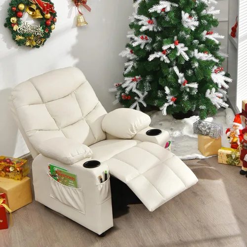 Miniatura 8 de Costzon Silla Reclinable para Niños con Portavasos, Silla de Descanso Ajustable con Reposapiés y Bolsillos Laterales para Habitación de Niños