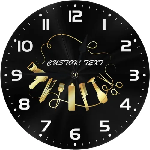 Miniatura 16 de Reloj de pared personalizado para peluquería, añade tu texto, reloj de peluquería personalizado para salón de belleza, decoración de reloj de pared