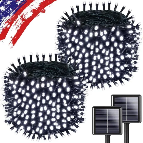 Miniatura 8 de Paquete de 200 luces solares de cadena de luces LED para exteriores, 66 pies, luces solares de Navidad para exteriores con 8 modos, IP65 impermeable