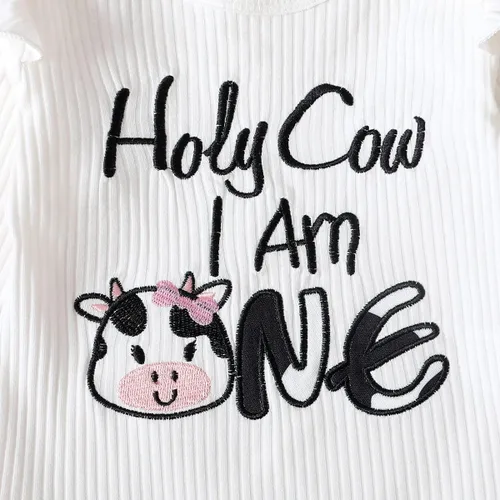 Miniatura 4 de Traje de primer cumpleaños para niña, traje de cumpleaños de vaca, traje de bebé Holy Cow I'm One