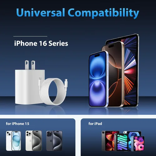 Miniatura 3 de Cargador para iPhone 16 15 Pro Max de carga rápida, bloque de carga USB C de 20 W para iPhone 16 15 con cable de carga tipo C de 3 metros
