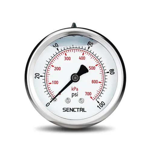 Miniatura 20 de SENCTRL 0-200 Psi Presión de Líquido Llenó de Glicerina, Medidor de Presión con Esfera de 2.5 Pulgadas, Montaje Inferior de 1/4 Pulgada NPT, Caja