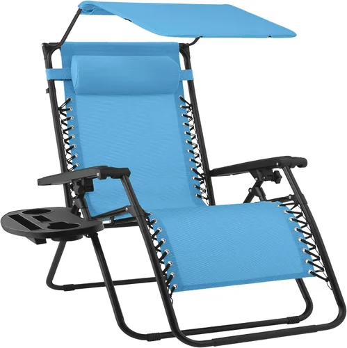 Miniatura 57 de Best Choice Products Sillón reclinable de 30 pulgadas de ancho con gravedad cero para exteriores, con toldo ajustable, reposacabezas, bandeja