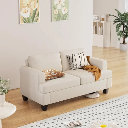 Miniatura 13 de Furnimart Sofás Seccionales para Sala de Estar, Modernos 2 Sofás de Dos Plazas y Sofá de 3 Plazas, Juego de Sofá de Asiento Profundo Color Crema