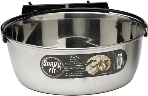 Miniatura 6 de MidWest Homes for Pets Snap'y Fit - Tazón de acero inoxidable para alimentos o agua, capacidad para 10 onzas, se monta en jaulas de alambre, diseño