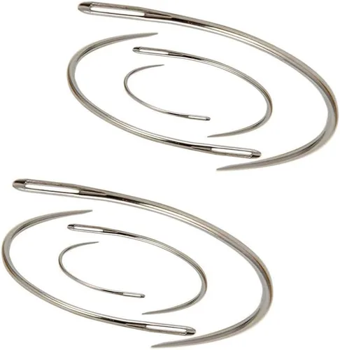 SaiDian 2 juegos de agujas de coser curvadas de cuero de 2 pulgadas, 2.5 pulgadas, 3 pulgadas, 3.5 pulgadas, agujas tipo C para alfombras, cuero,