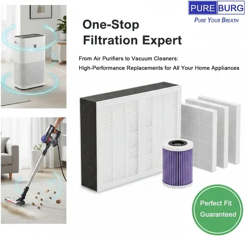 Miniatura 5 de PUREBURG Filtro de repuesto compatible con Amazon Basic VSC02A861NA - Aspiradora de varilla con cable 2 en 1, paquete de 4 filtros HEPA y prefiltro