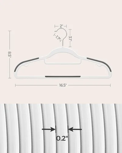 Miniatura 6 de SONGMICS UCRP020W02 - Paquete de 50 perchas de plástico resistente, perchas para ropa, color blanco y gris oscuro Blanco + gris oscuro
