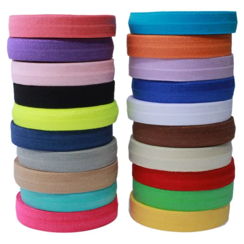 Cinta elástica plegable de color sólido para coser y recortar FOE plegable por yarda para cintas para el cabello (5/8 pulgadas, 0.6 in, 20 yardas,