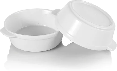 Miniatura 7 de Foraineam Paquete de 8 platos de soufflé de porcelana de 10 onzas con doble asa, juego de utensilios para hornear para pudín, crema brulee, soufflé