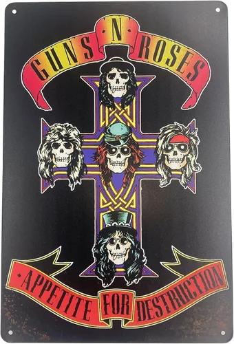 Placa de barra de hojalata | Póster de decoración de pared de metal | Banda de rock de los años 80 y 90 de 8 x 12 pulgadas | Letrero decorativo