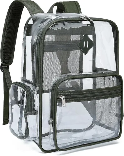 Miniatura 8 de Fuyicat Mochila transparente resistente para niñas, niños, mujeres y hombres, mochila escolar transparente de PVC transparente (negro)