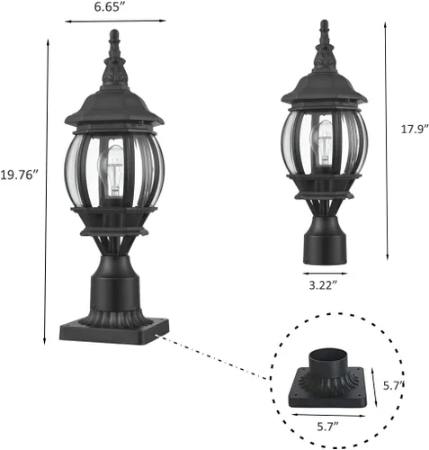 Miniatura 6 de HOLKIRT Luz de poste al aire libre, lámpara vintage, farol exterior impermeable con base de montaje en muelle para montaje en poste de jardín